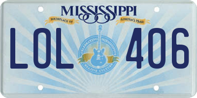 MS license plate LOL406