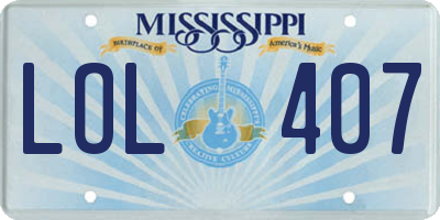 MS license plate LOL407