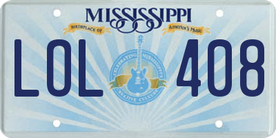MS license plate LOL408