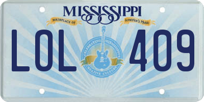 MS license plate LOL409