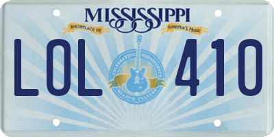 MS license plate LOL410