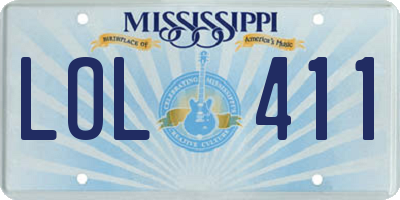 MS license plate LOL411