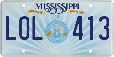 MS license plate LOL413