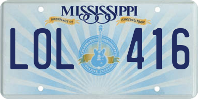MS license plate LOL416