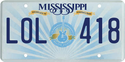 MS license plate LOL418