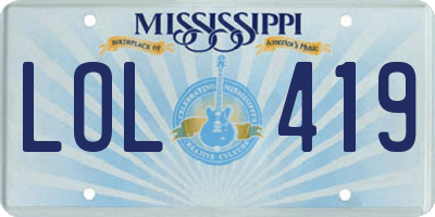 MS license plate LOL419