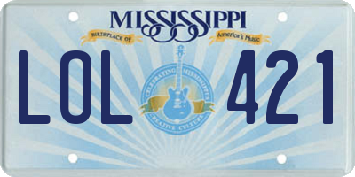 MS license plate LOL421