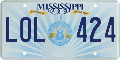 MS license plate LOL424