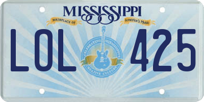 MS license plate LOL425