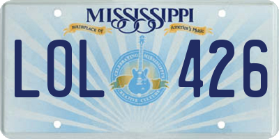 MS license plate LOL426