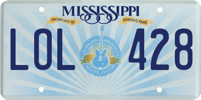 MS license plate LOL428