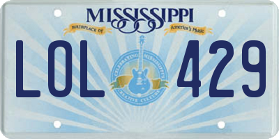 MS license plate LOL429