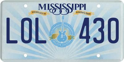 MS license plate LOL430