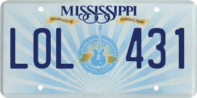 MS license plate LOL431