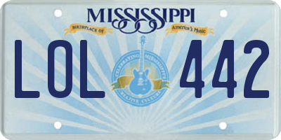 MS license plate LOL442
