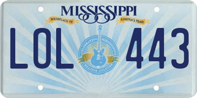 MS license plate LOL443