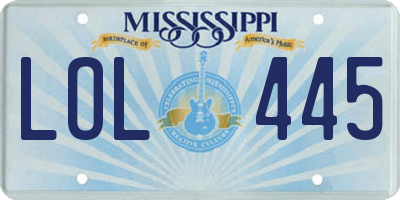 MS license plate LOL445