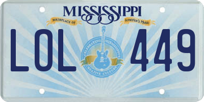MS license plate LOL449