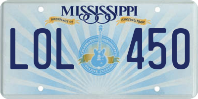 MS license plate LOL450