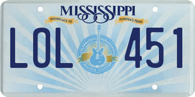 MS license plate LOL451