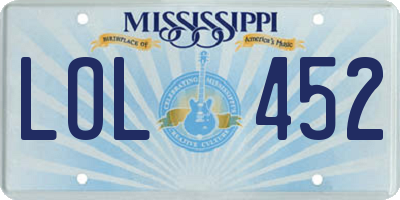 MS license plate LOL452