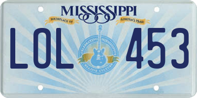 MS license plate LOL453