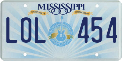 MS license plate LOL454