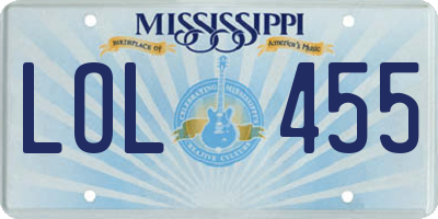 MS license plate LOL455
