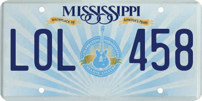 MS license plate LOL458