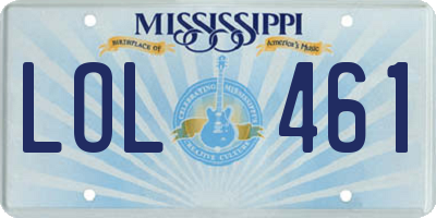 MS license plate LOL461