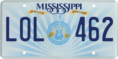 MS license plate LOL462