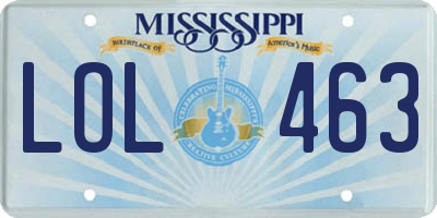 MS license plate LOL463