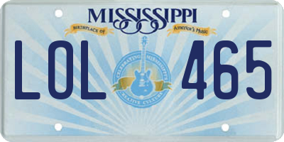MS license plate LOL465