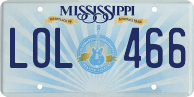 MS license plate LOL466