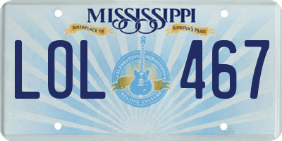 MS license plate LOL467