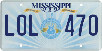 MS license plate LOL470