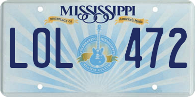 MS license plate LOL472