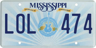MS license plate LOL474