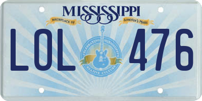 MS license plate LOL476