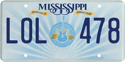 MS license plate LOL478