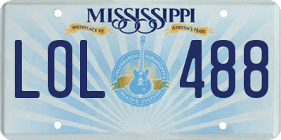 MS license plate LOL488