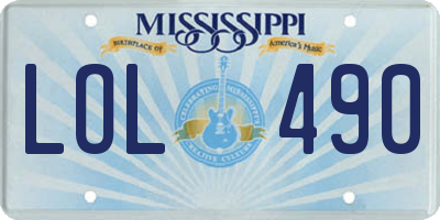 MS license plate LOL490
