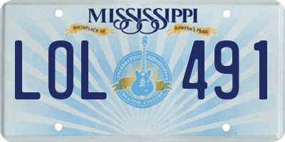 MS license plate LOL491