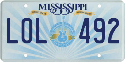 MS license plate LOL492