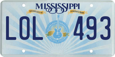 MS license plate LOL493