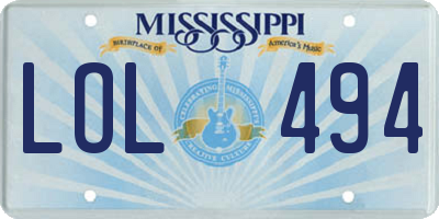 MS license plate LOL494