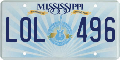 MS license plate LOL496