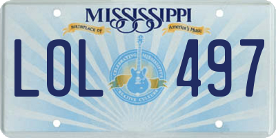 MS license plate LOL497