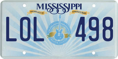 MS license plate LOL498