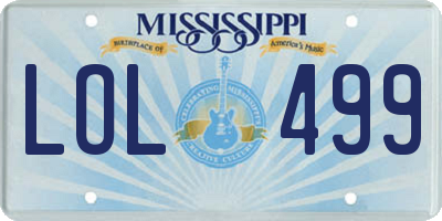 MS license plate LOL499